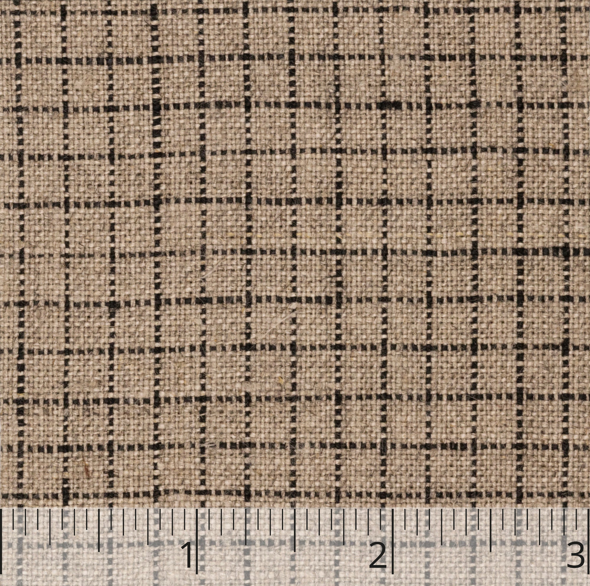 Natural & Black Small Windowpane Checked Linen, drape - $18.00 yd. - Burnley & Trowbridge Co.