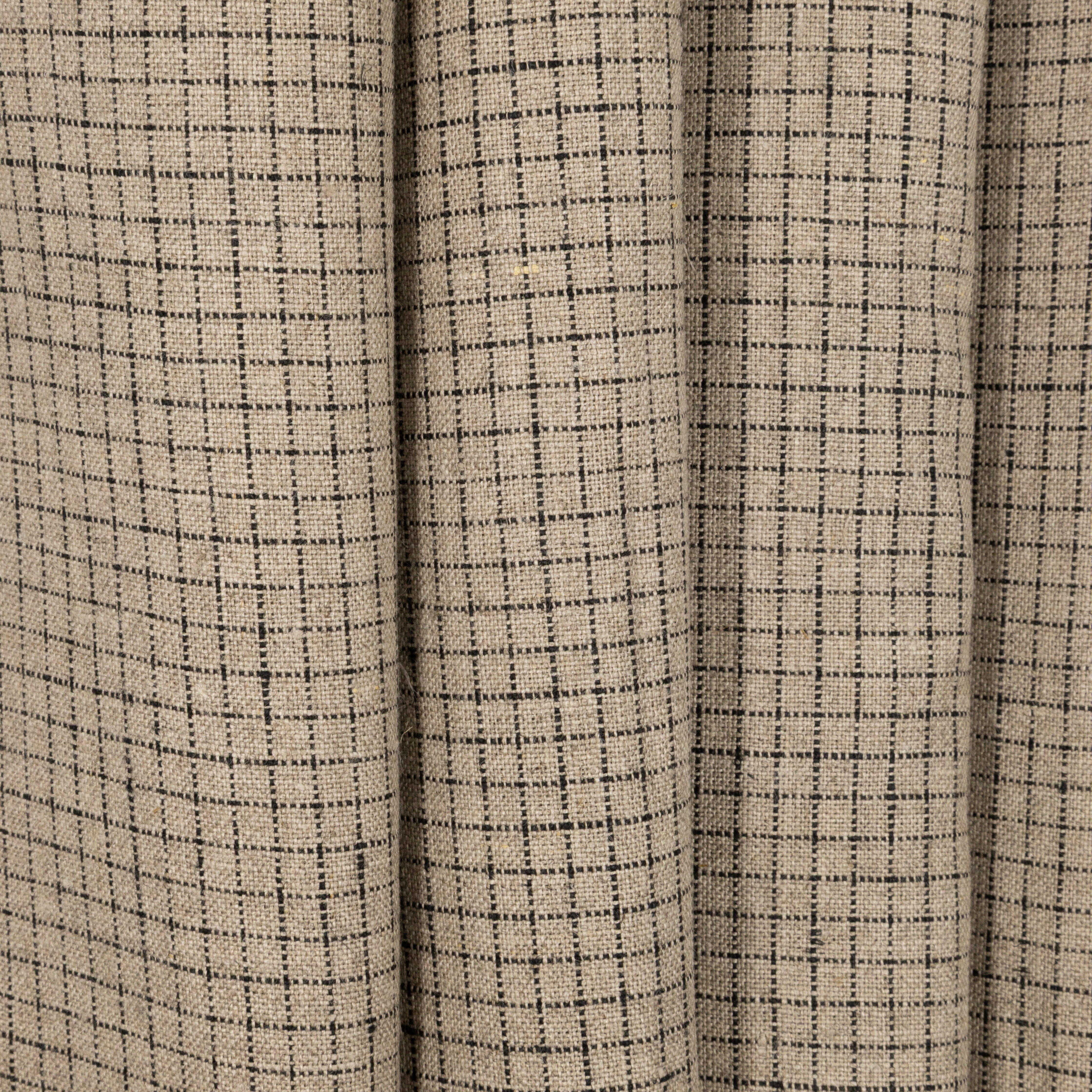 Natural & Black Small Windowpane Checked Linen - $18.00 yd. - Burnley & Trowbridge Co.