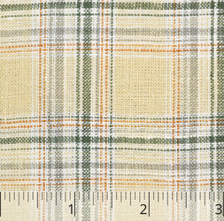 Yellow, Green, & Orange Furniture Checked Linen - $16.00 yd. - Burnley & Trowbridge Co.