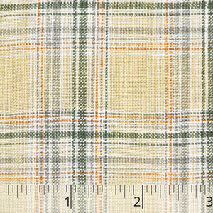 Yellow, Green, & Orange Furniture Checked Linen - $16.00 yd. - Burnley & Trowbridge Co.