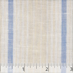 Light Blue, White & Natural Striped Linen - $16.00 yd. - Burnley & Trowbridge Co.