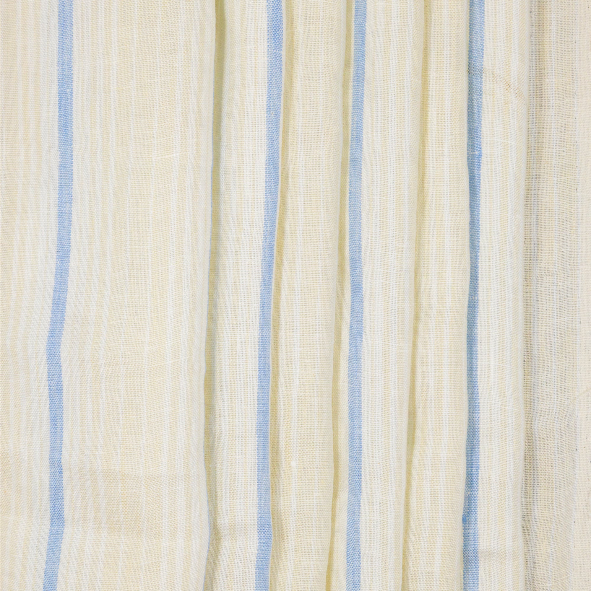 Light Blue, White & Natural Striped Linen, drape - $16.00 yd. - Burnley & Trowbridge Co.
