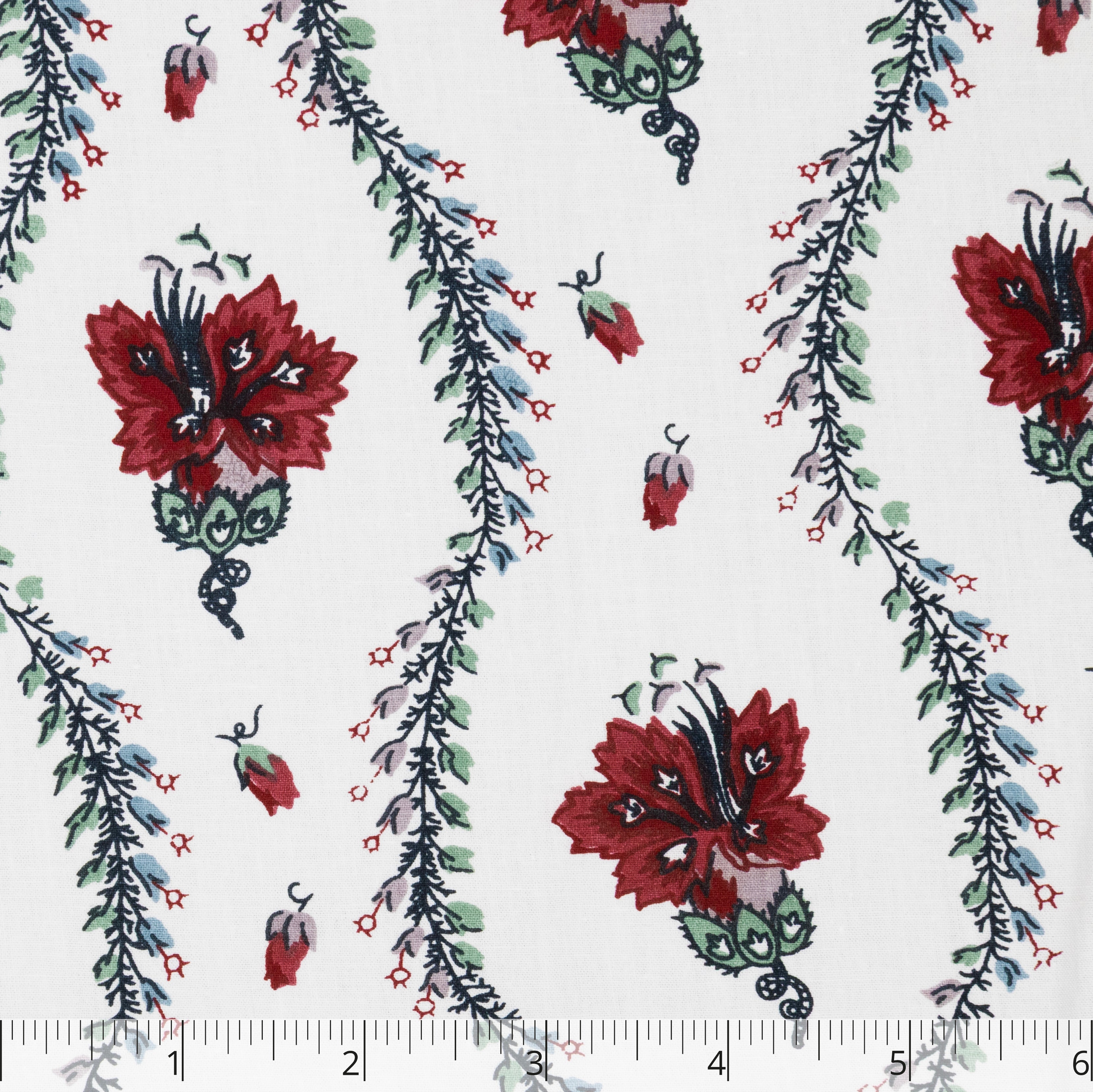 French Sprig & Vine Printed Cotton , 6 inch - $25.00 yd. - Burnley & Trowbridge Co.