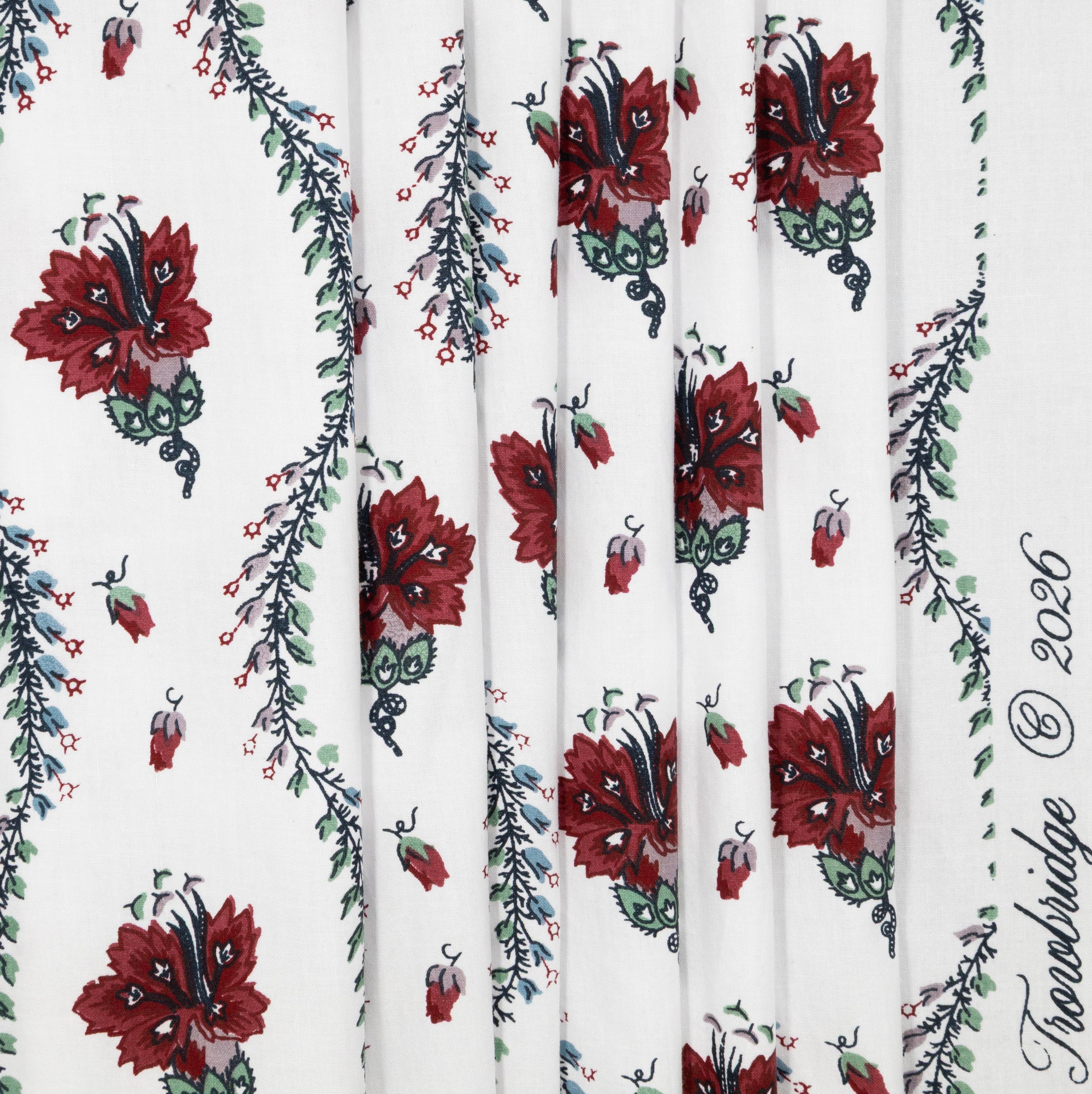 French Sprig & Vine Printed Cotton , drape - $25.00 yd. - Burnley & Trowbridge Co.