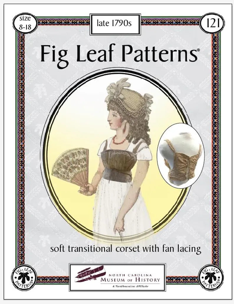 Fig Leaf Patterns Soft Traditional Corset With Fan Lacing c. 1790s