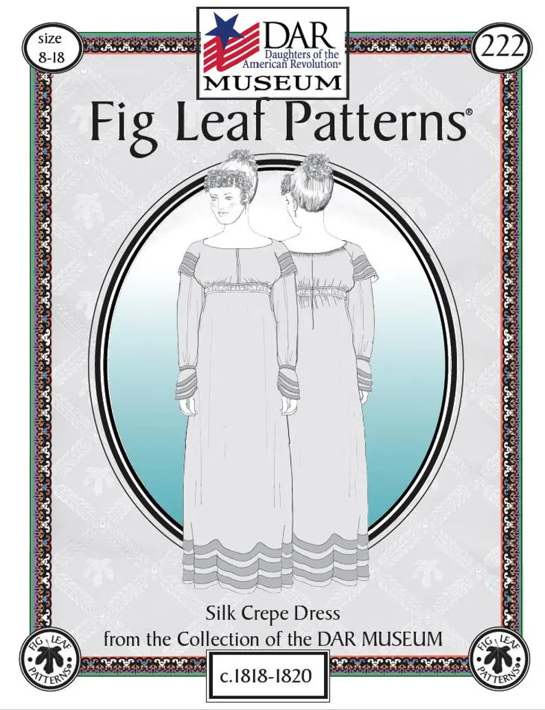 Fig Leaf Patterns Silk Crepe Dress c. 1818-1820 From the Collection of the DAR Museum