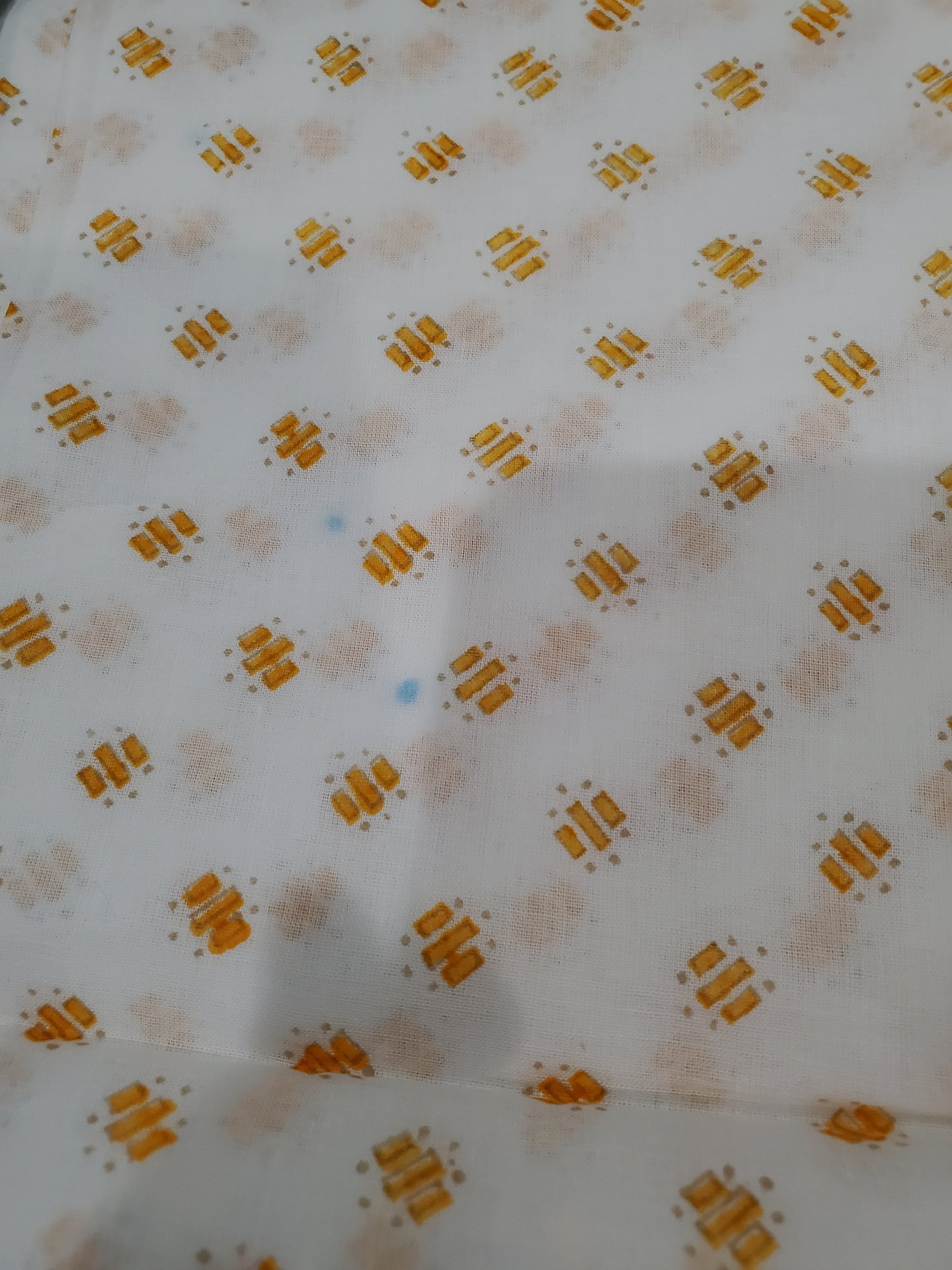 "Yellow Chain" Block Printed Handkerchief - Seconds