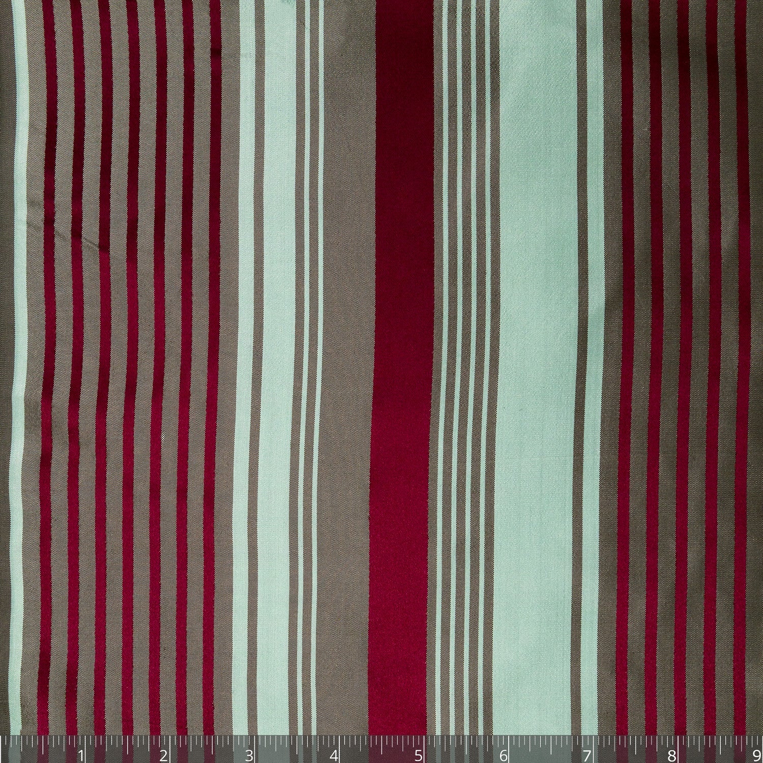 Dark Red, Light Saxon Green & Warm Grey Striped Silk Taffeta - $25.00 yd. - Burnley & Trowbridge Co.