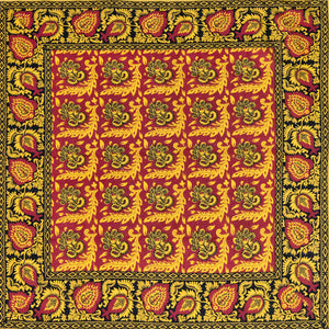 Red, Yellow & Black Flowered Handkerchief - Burnley & Trowbridge Co.