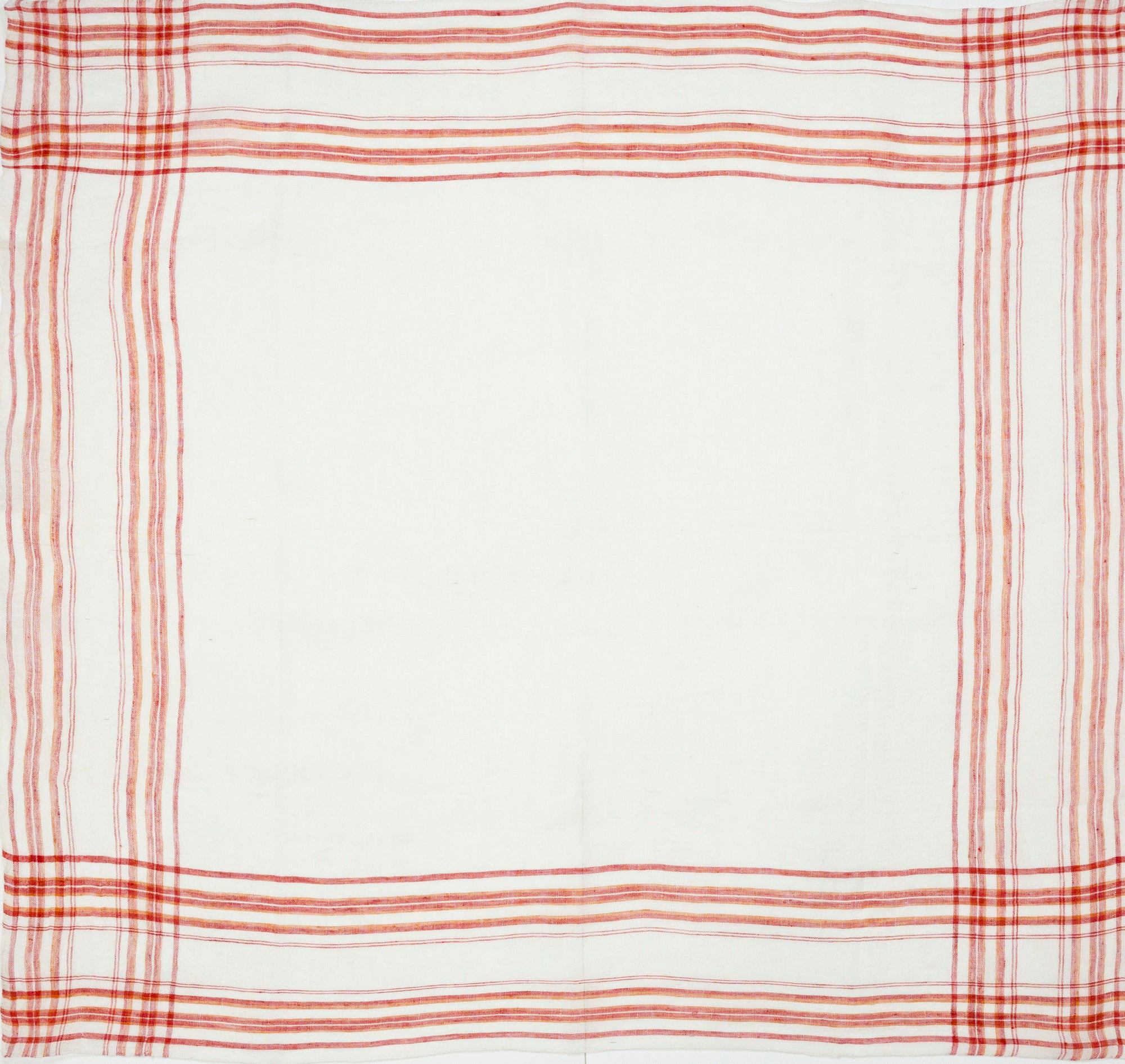 Red & White Linen Bordered Handkerchief - Burnley & Trowbridge Co.