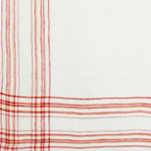Red & White Linen Bordered Handkerchief - Burnley & Trowbridge Co.