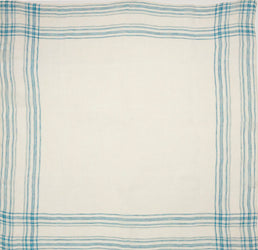 Indigo & White Linen Bordered Handkerchief - Burnley & Trowbridge Co.