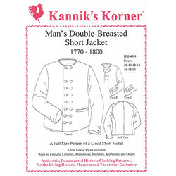 Kannik's Korner 1770-1800 Double Breasted Short Jacket Pattern - Burnley & Trowbridge Co.