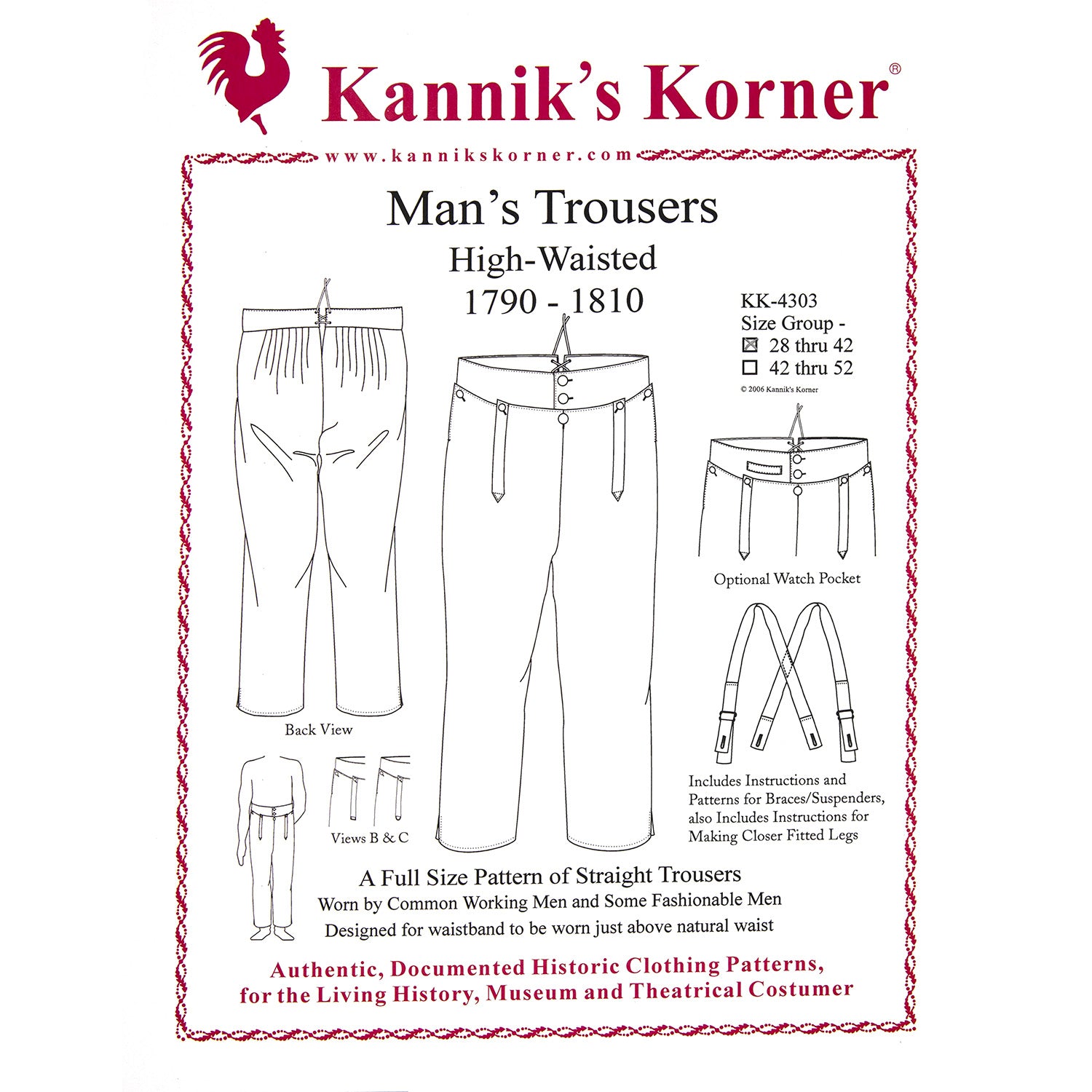 Kannik's Korner Man's Trousers 1790-1810 - Burnley & Trowbridge Co.