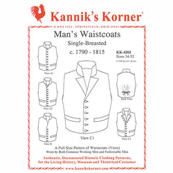 Kannik's Korner Man's Waistcoats - Single Breasted c.1790 - 1815 - Burnley & Trowbridge Co.