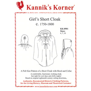Kannik's Korner 18th Century Girl's Short Cloak Pattern - Burnley & Trowbridge Co.