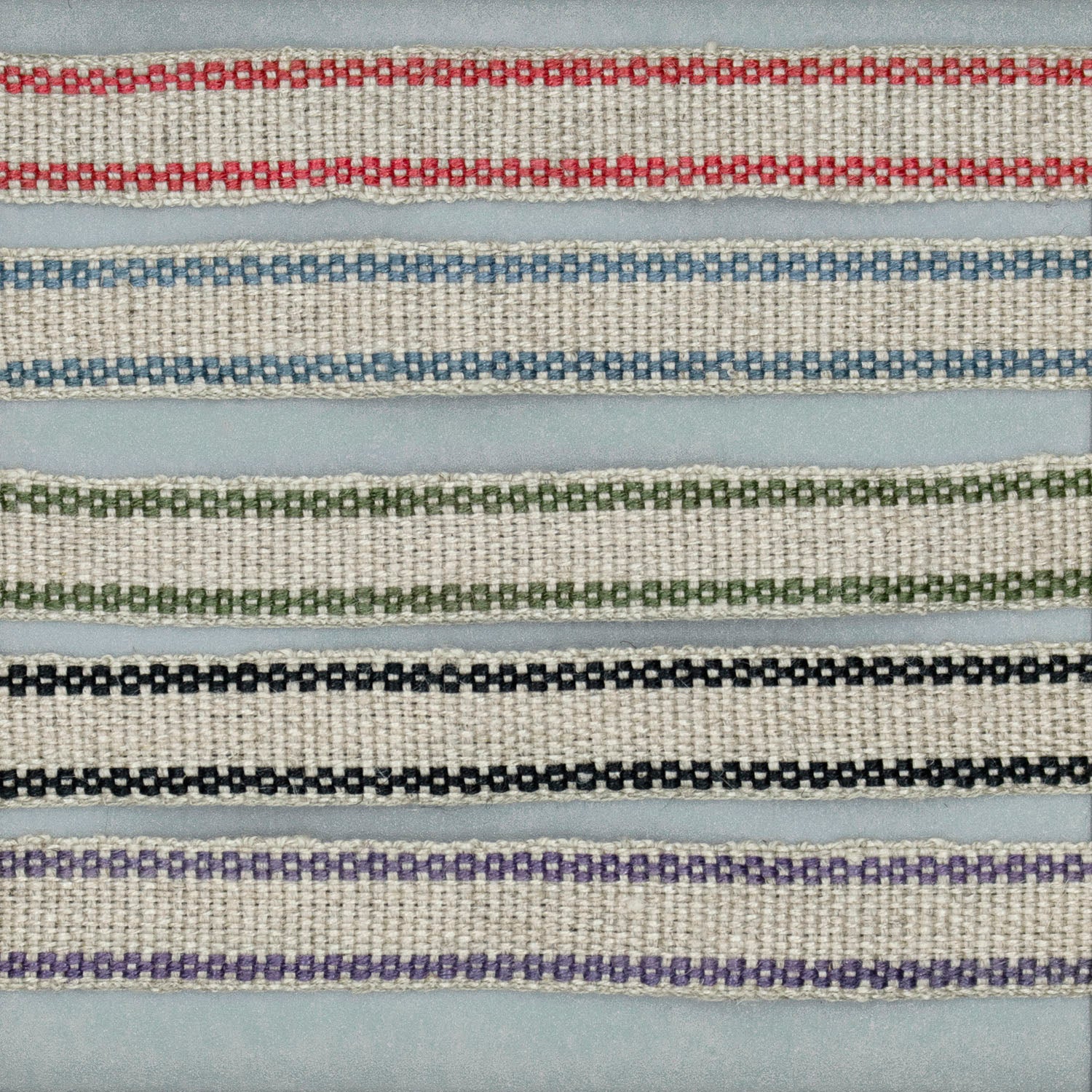 Five colors of linen plain weave striped tape